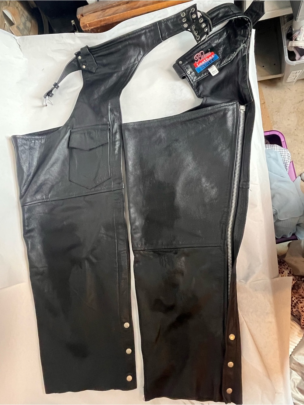 Polo Leather Motorcycle Chaps - Black